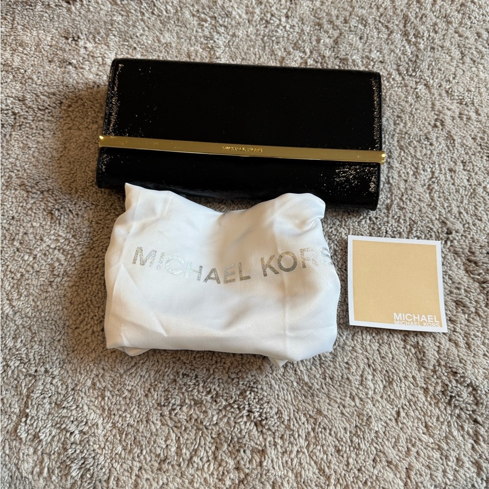Michael Kors Glossy Black Clutch